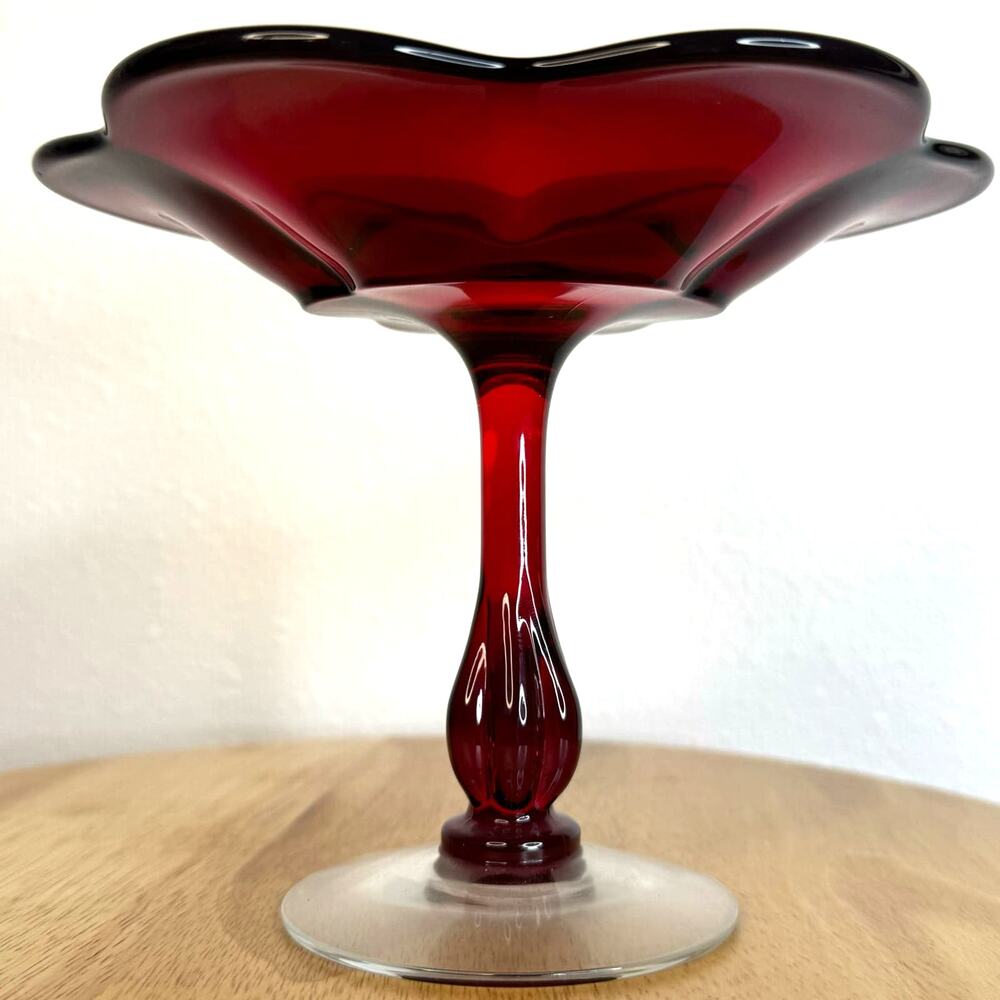 Vintage Duncan Miller Canterbury pattern #115 Ruby Red glass Compote